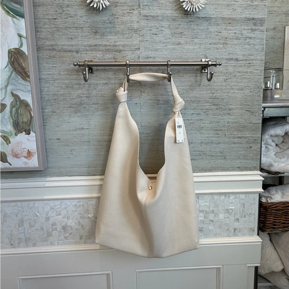 NWT new Anthropologie the love knot slouchy bag cream white + mini pouch